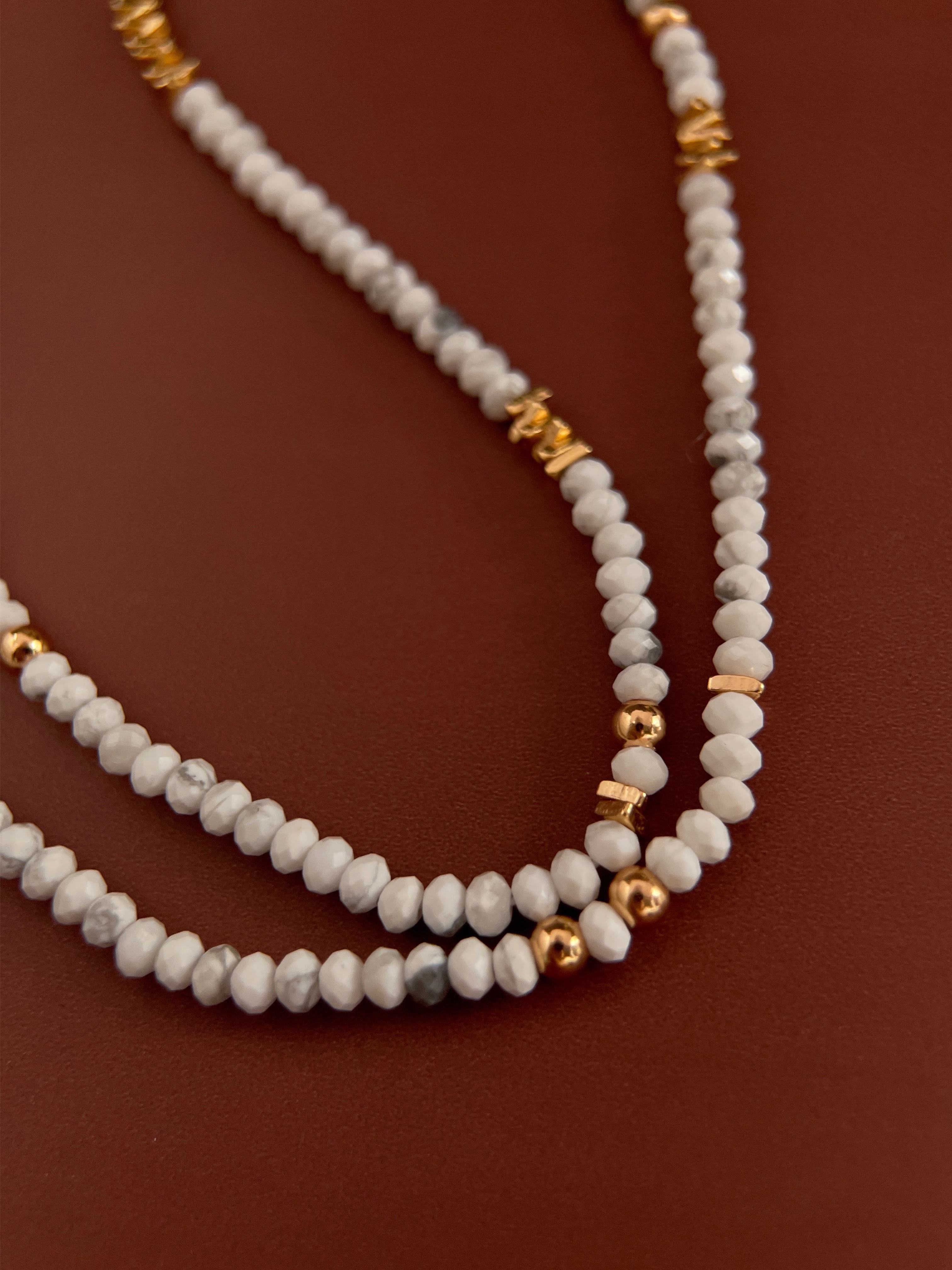 Edge Line | White turquoise gold thin necklace