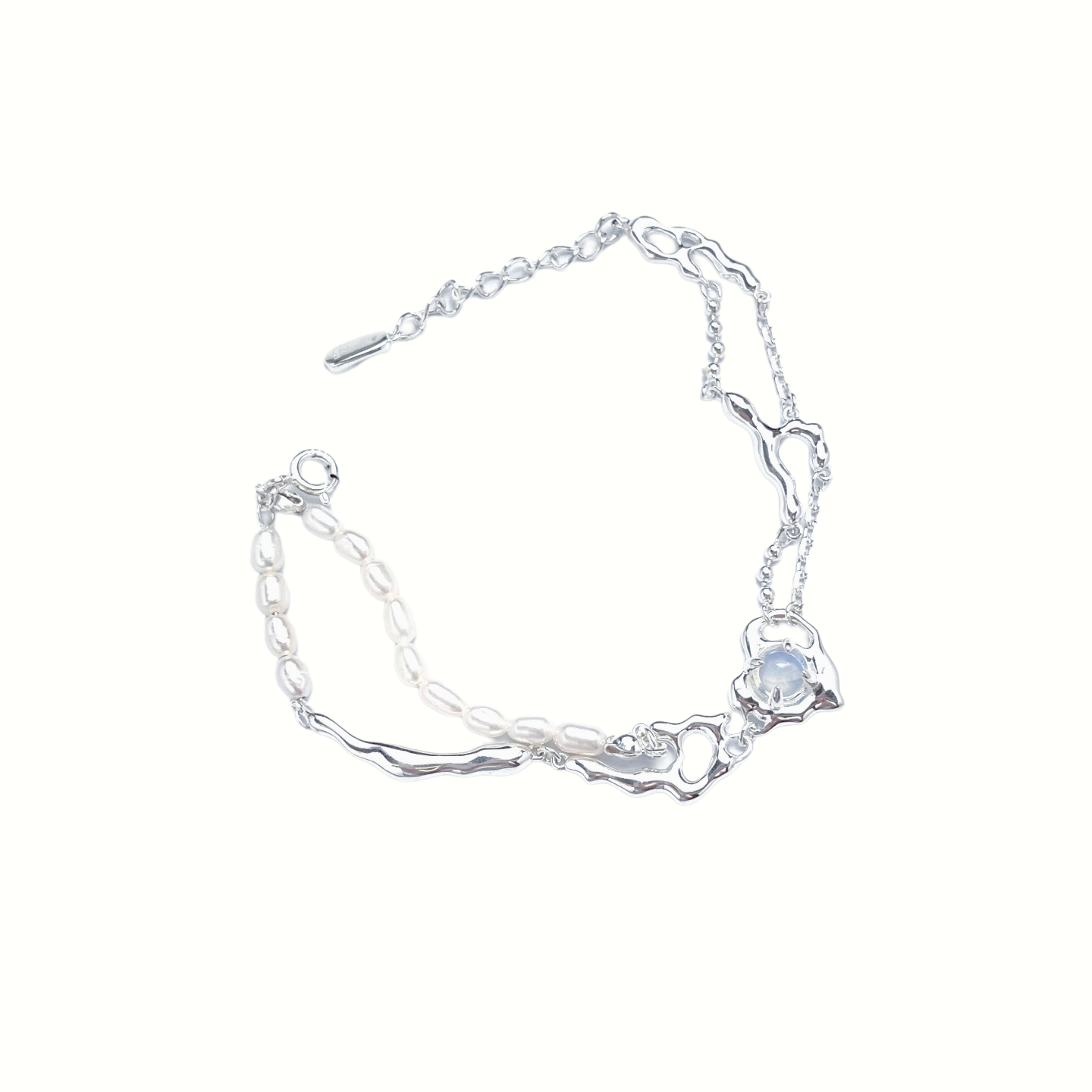 Lumen Ave | Sterling Silver Moonstone and Pearls Bracelet