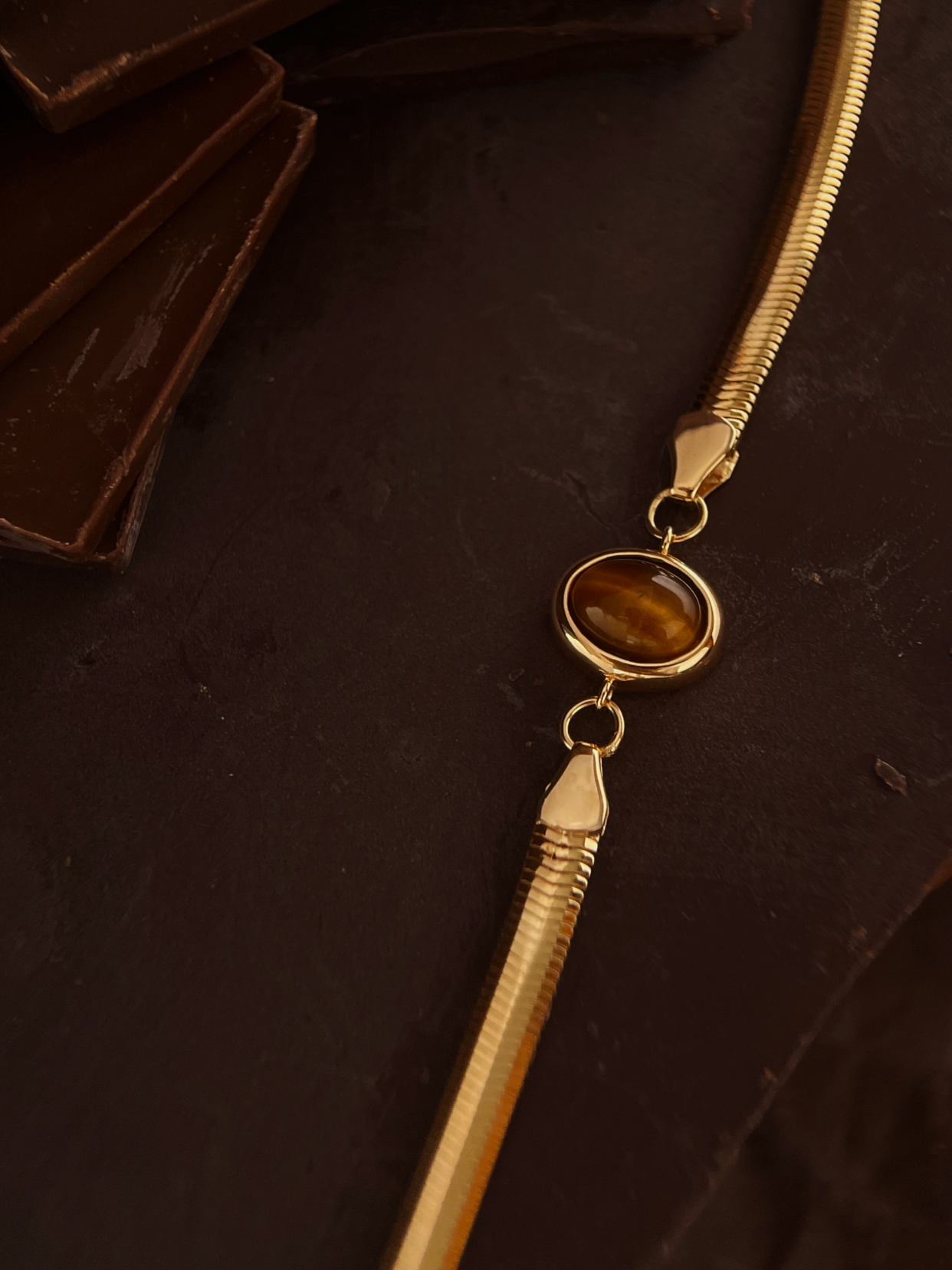 Molten Thread｜Gold Bracelet with Tiger_s Eye Gemstone