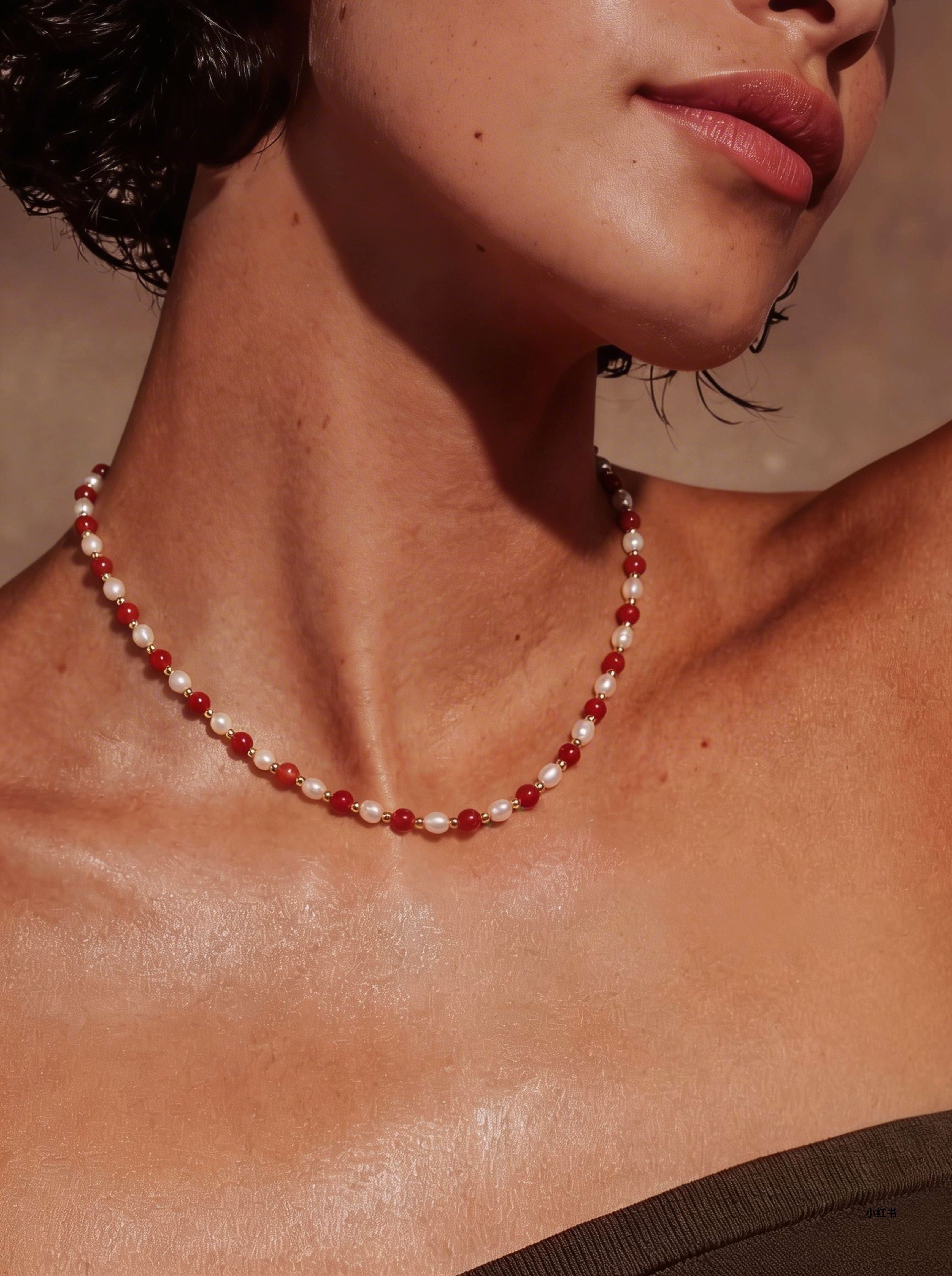 Red Gemstone Pearl Necklace