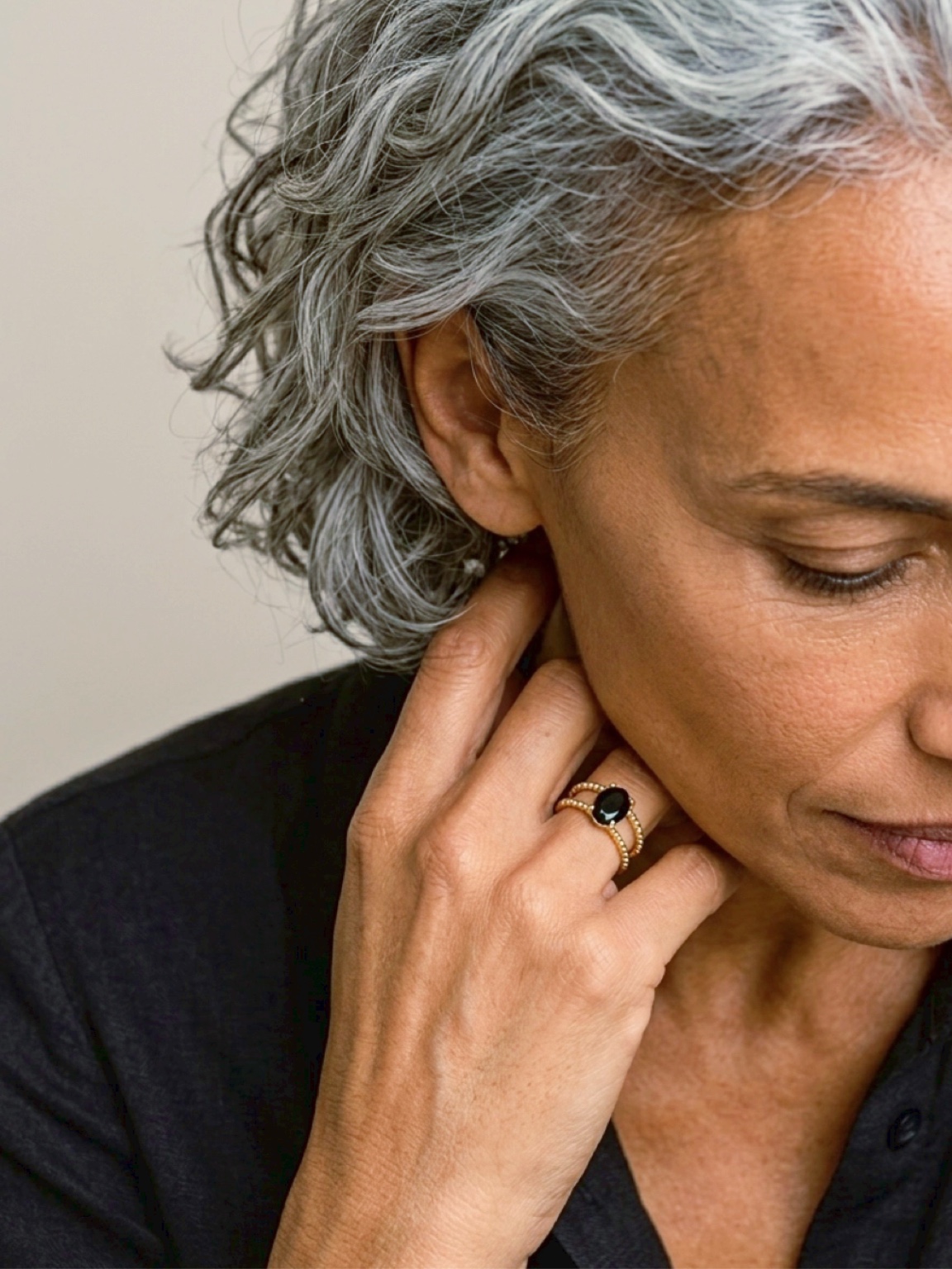 Double-Band Classic Black Onyx Ring
