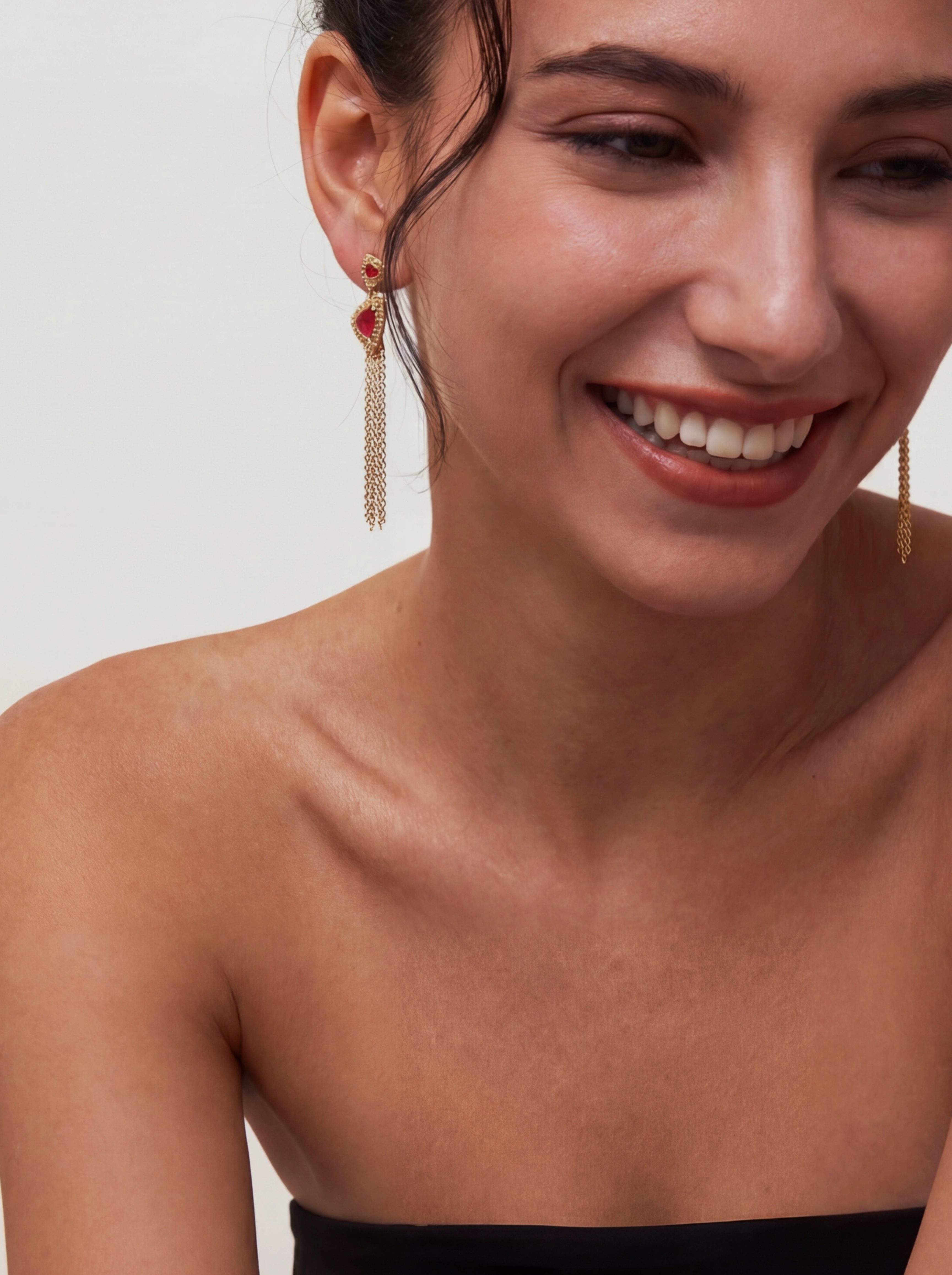 Red Tassel Long Earrings