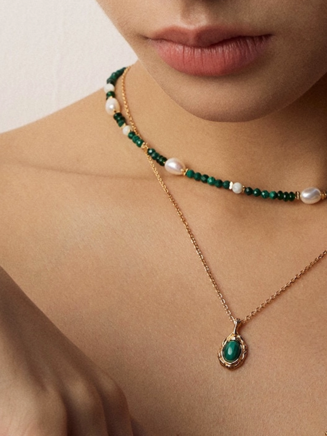Heartseed｜Gold Pendant Malachite Necklace
