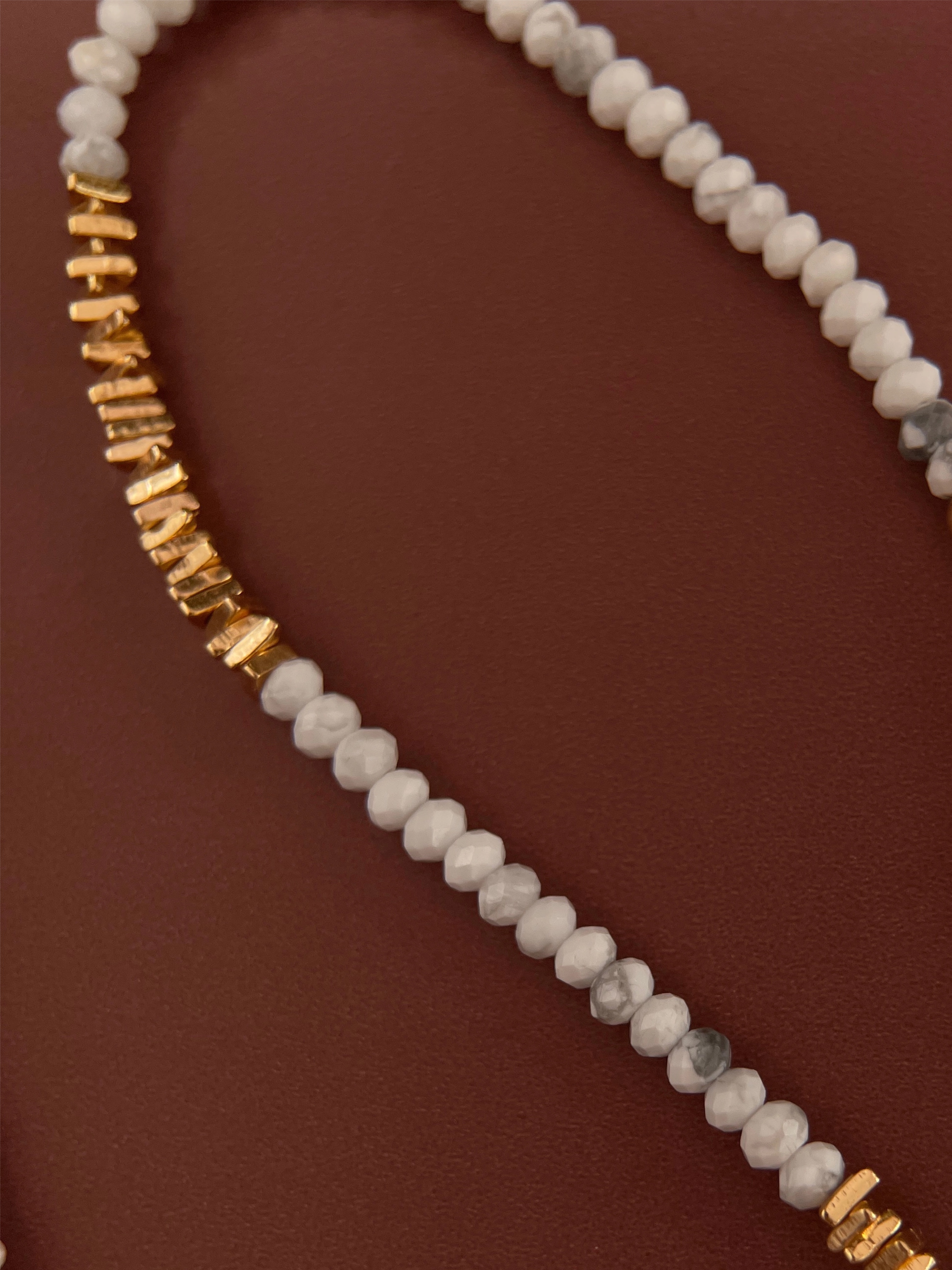 Edge Line | White turquoise gold thin necklace