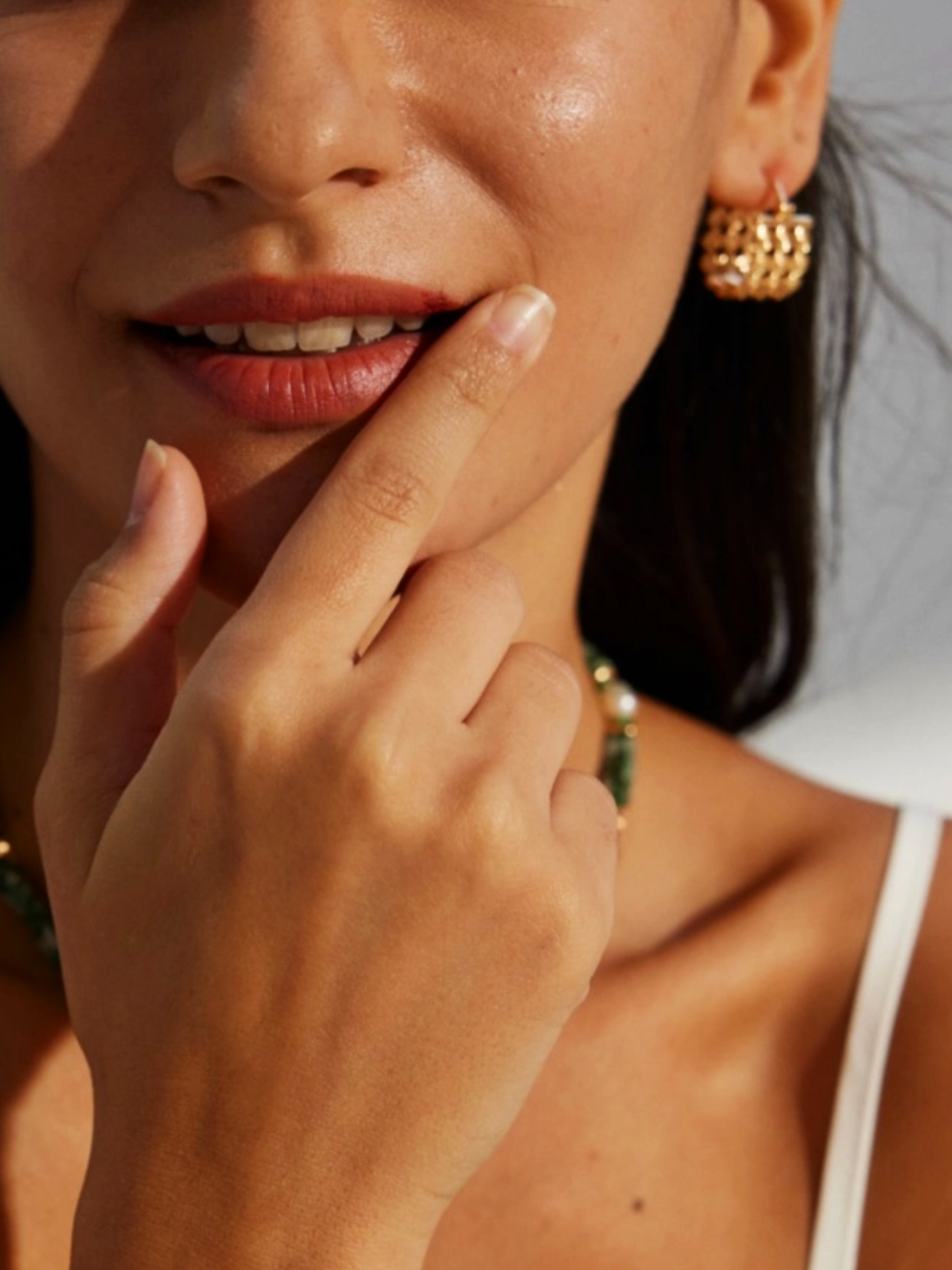 Gold Hoop Earrings with Geometric Pattern