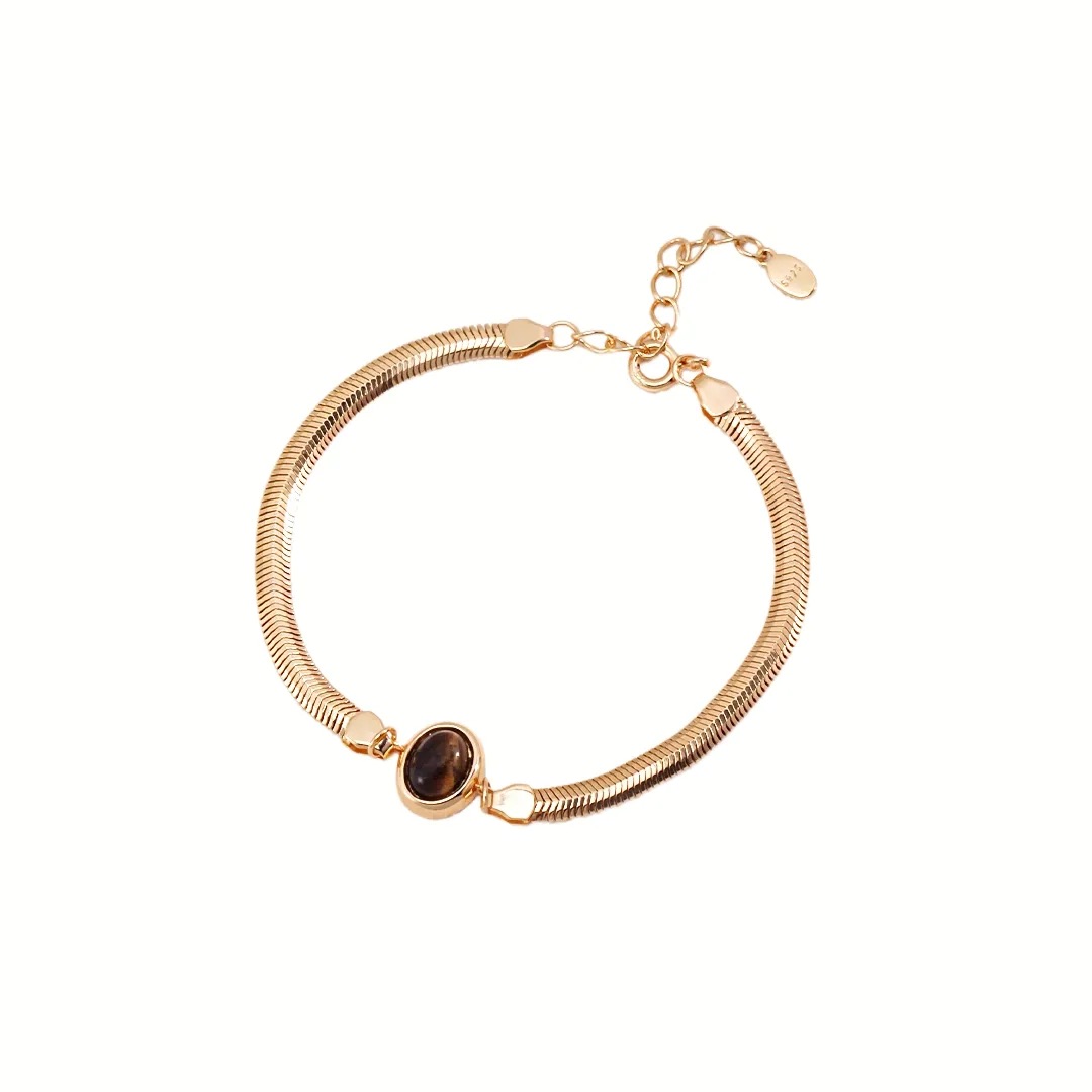 Molten Thread｜Gold Bracelet with Tiger_s Eye Gemstone