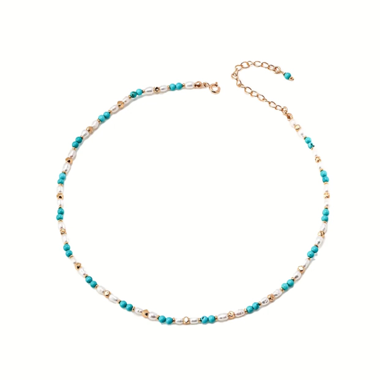 Aqua Hymn | Turquoise Necklace with Pearl and Gold