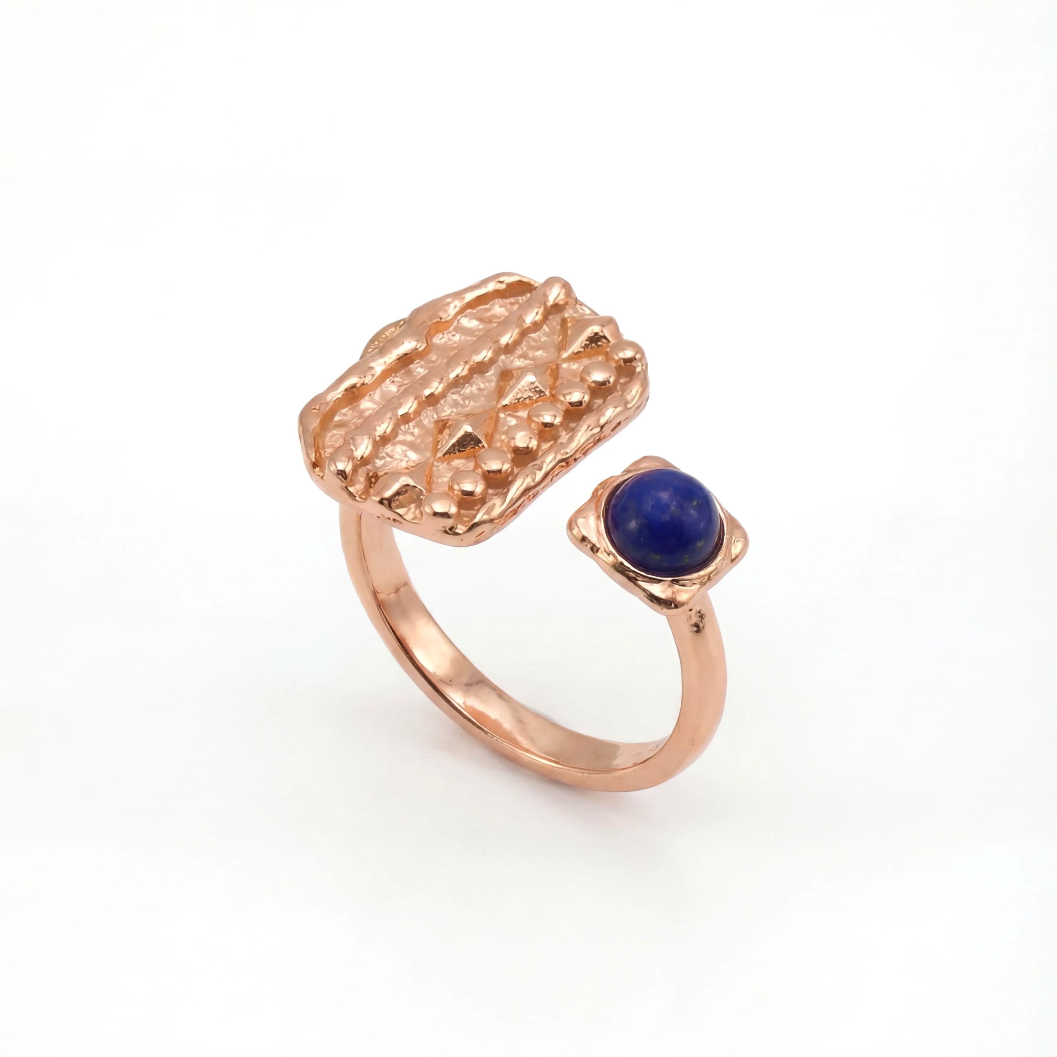 Arcanum Caeli |Gold Open Ring Geometric with Lazuli