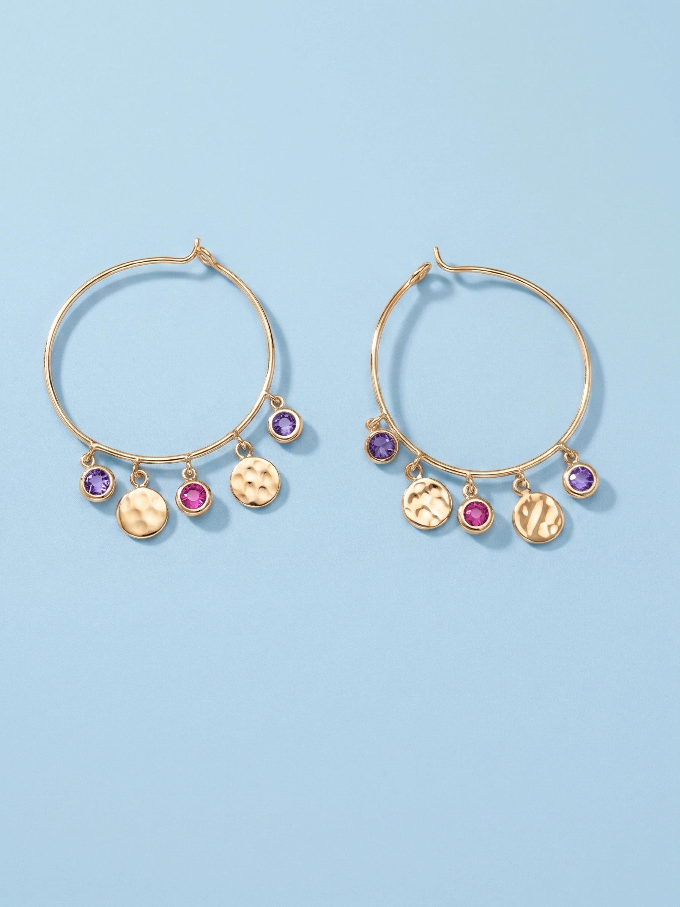 Multi-Color French Moissanite Boucle Hoops