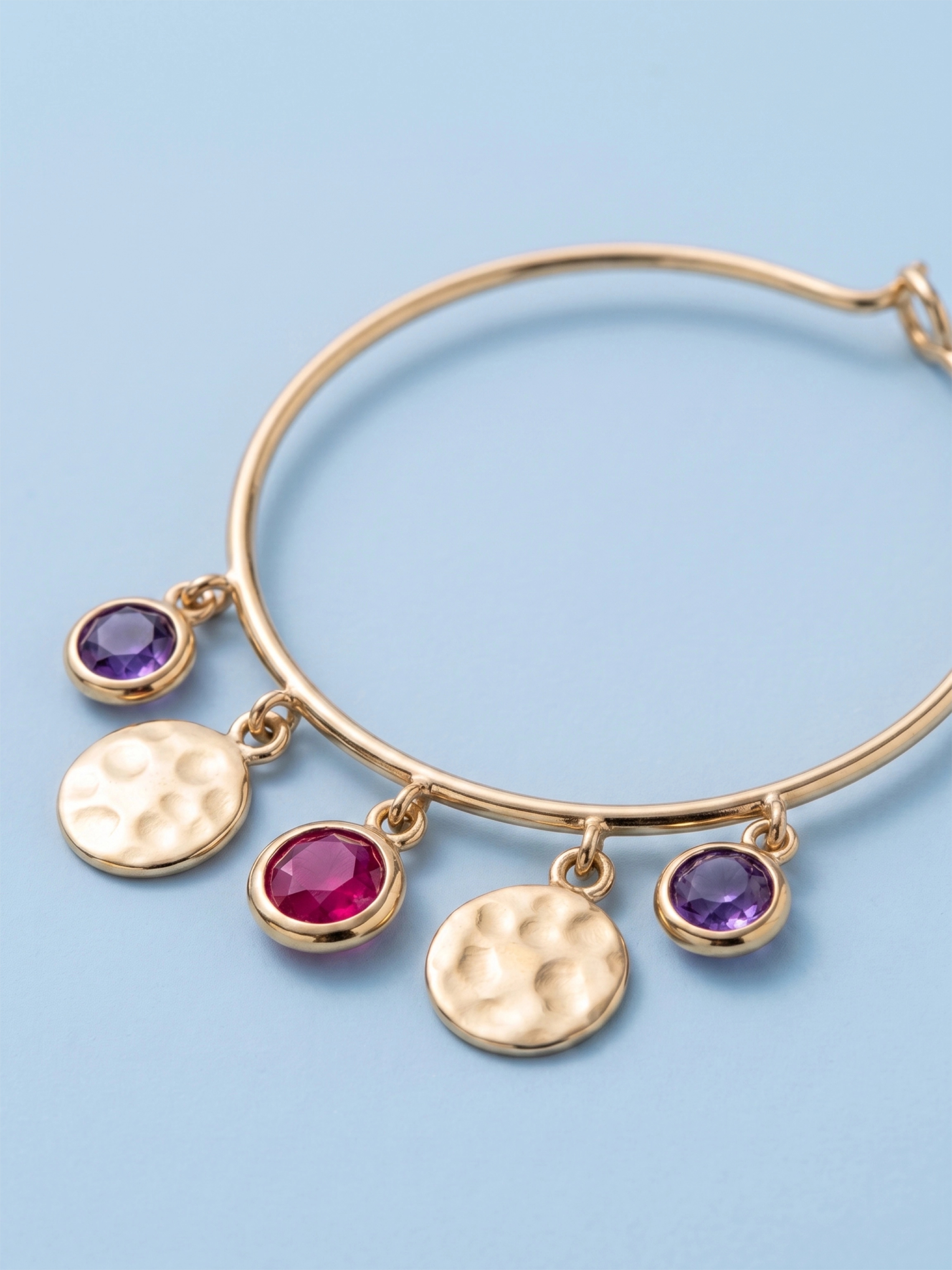 Multi-Color French Moissanite Boucle Hoops