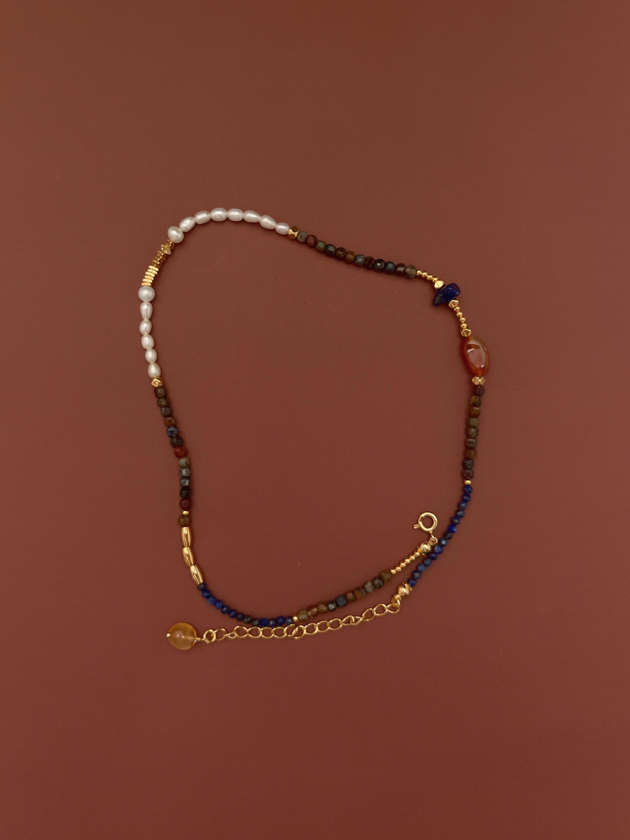 Boundless Vein| Multi Gemstone Necklace with Pearl