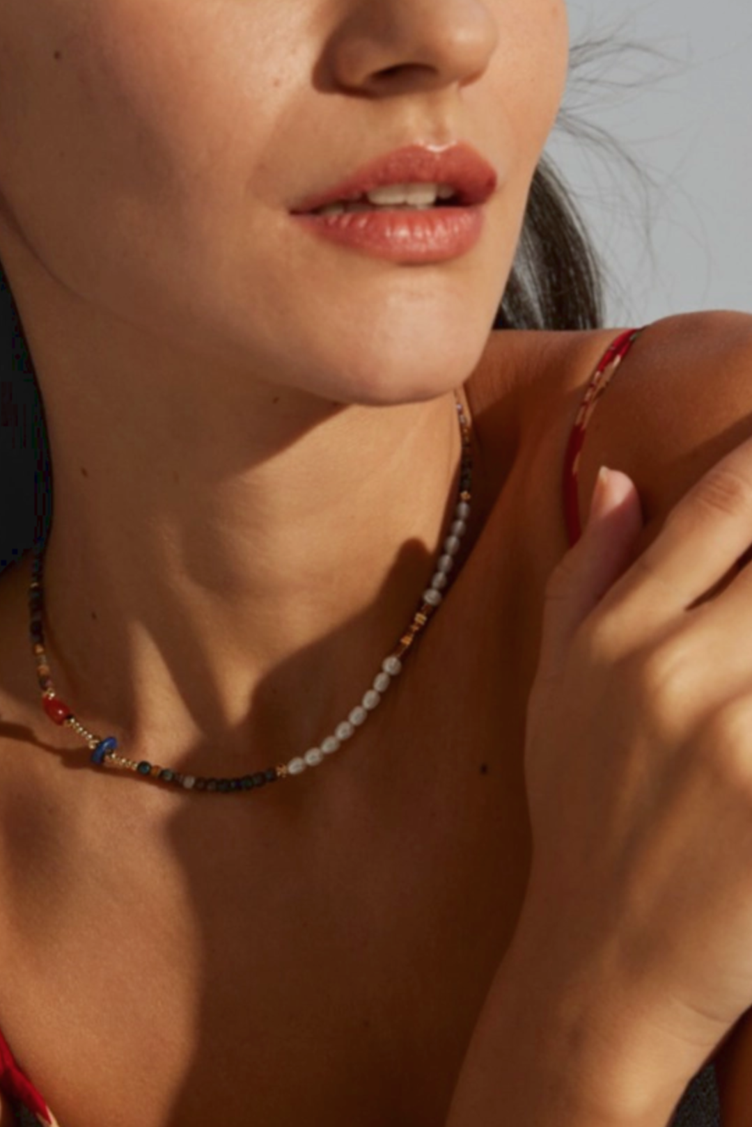 Boundless Vein| Multi Gemstone Necklace with Pearl