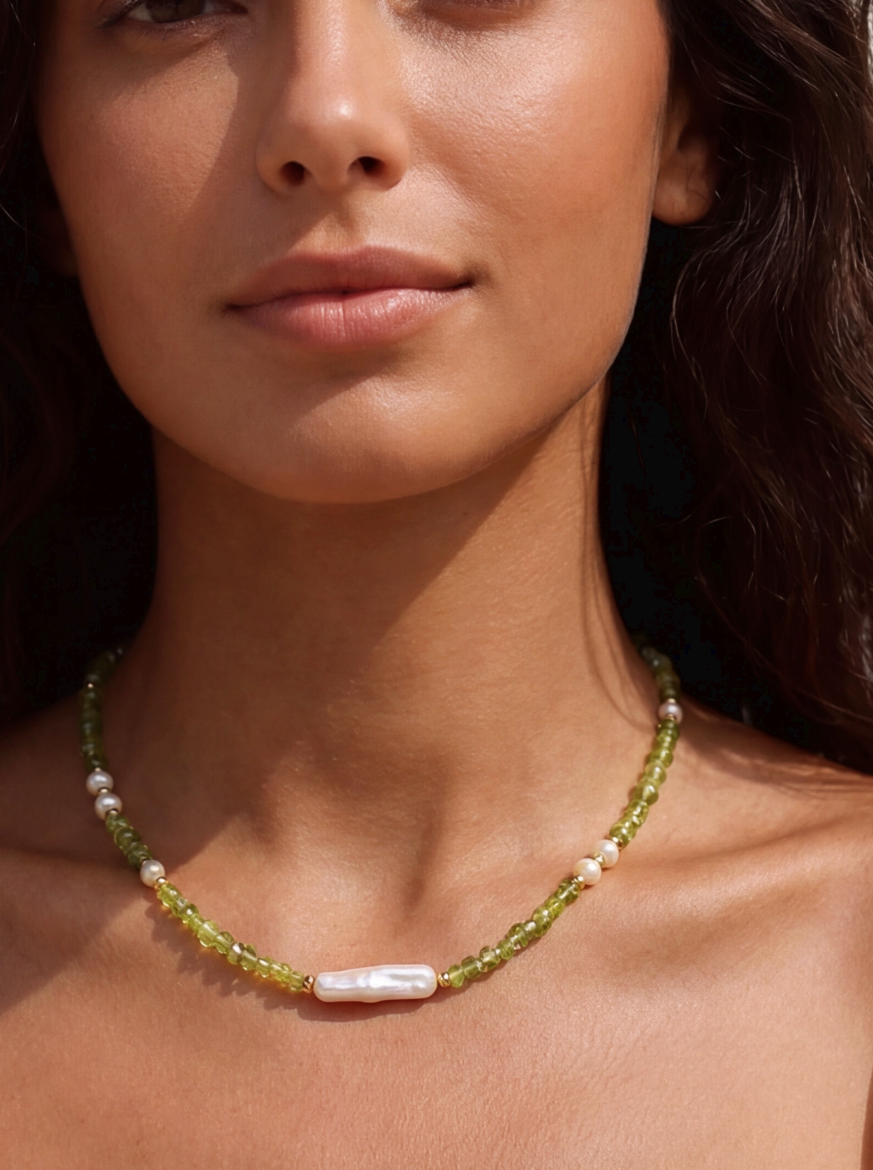 Olivine Pearl Necklace