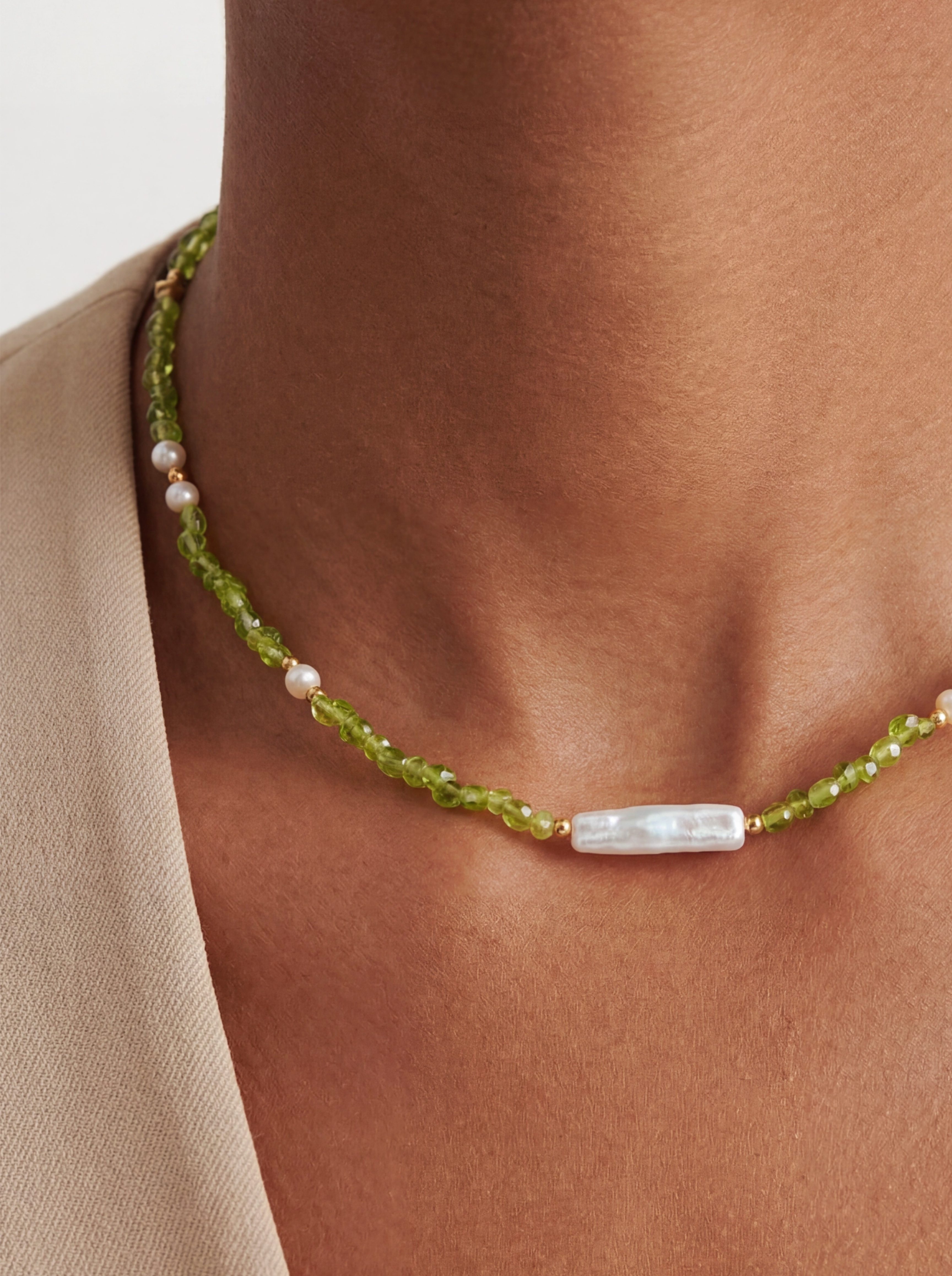 Olivine Pearl Necklace