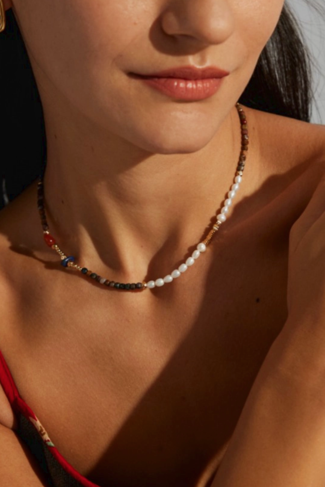 Boundless Vein| Multi Gemstone Necklace with Pearl