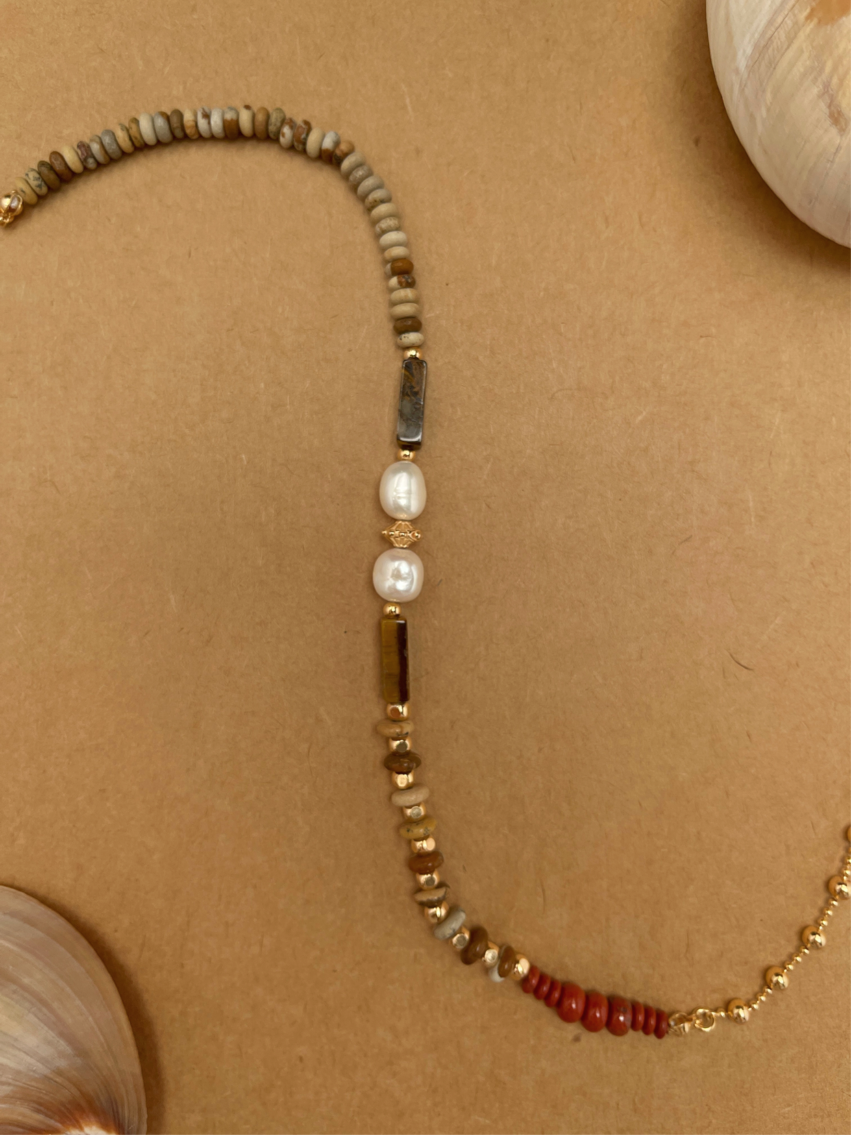 Terra Testamentum | Red Brown Multi Gemstone Pearl Beaded Necklace