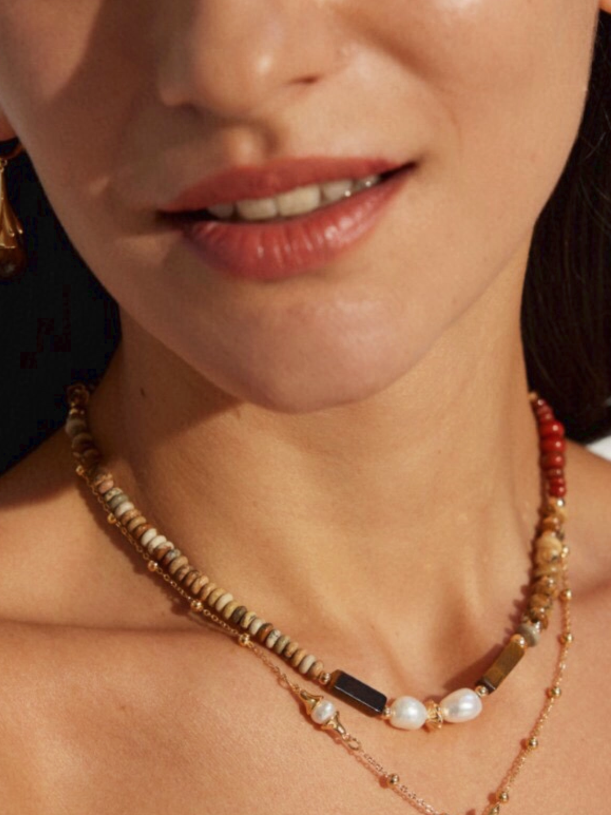 Terra Testamentum | Red Brown Multi Gemstone Pearl Beaded Necklace