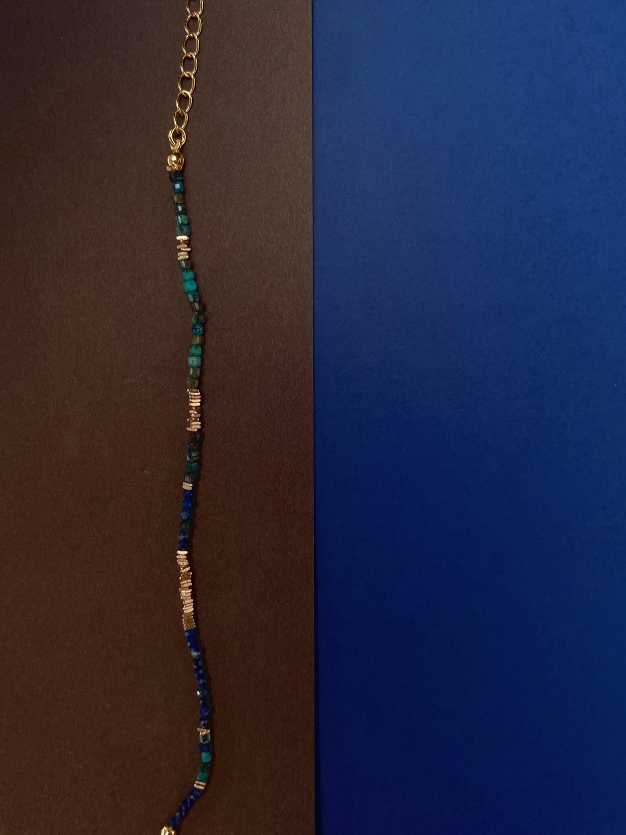Whispering Tide | Thin Lazuli Gold Beaded Bracelet