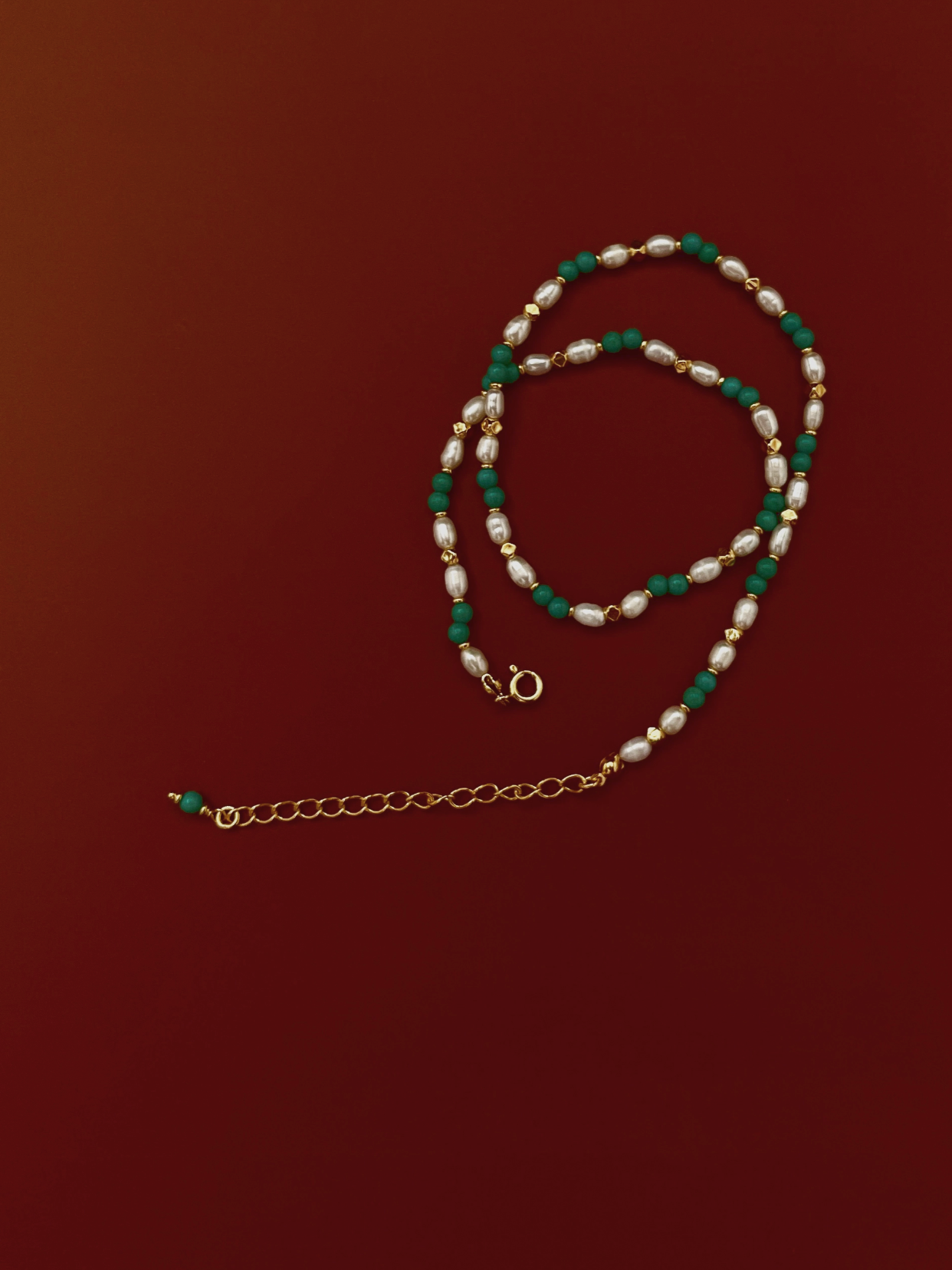 Aqua Hymn | Turquoise Necklace with Pearl and Gold