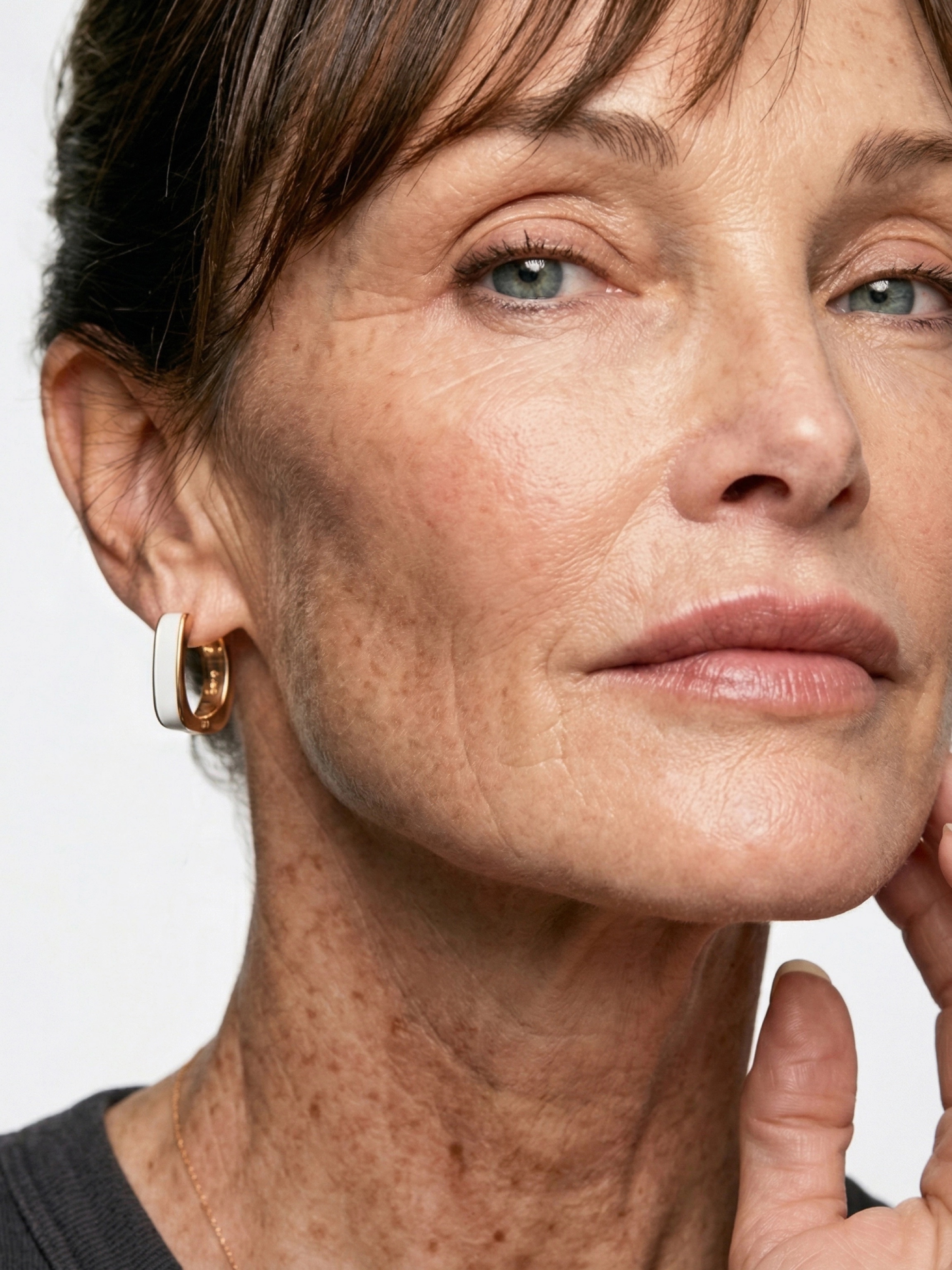 Gold Square Earrings with White Enamel