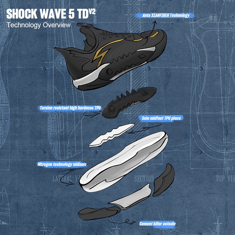 ANTA x Kyrie Irving KAI Shock Wave Team V2 Sepatu Basket Pria Sepatu Sneakers 112431106S