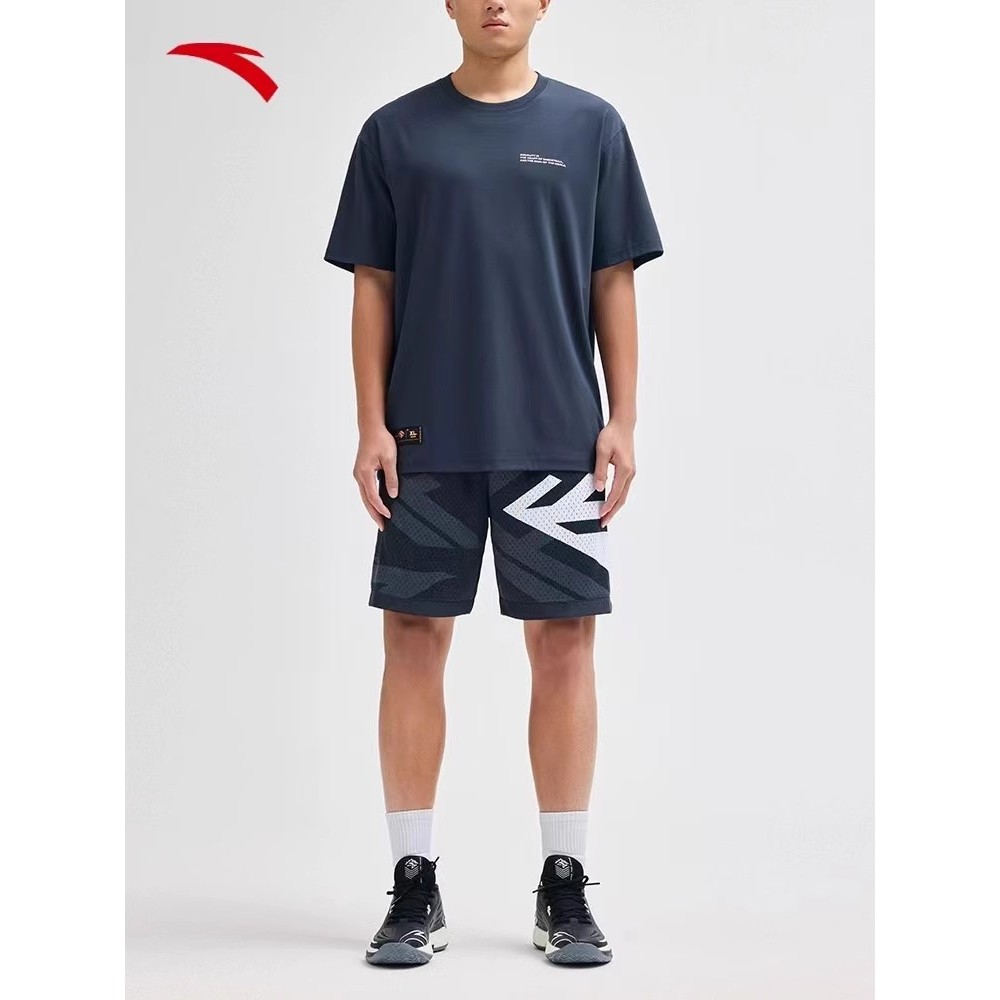 ANTA Celana Pendek Basket Pria Celana Pendek Olahraga Pria Hitam Rajut, Cepat Kering 852331301