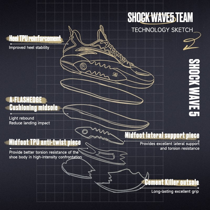 ANTA x Kyrie Irving Shock Wave Team Sepatu Basket Pria Sepatu Olahraga Basketball Shoes 1124B1611