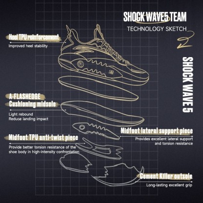 ANTA x Kyrie Irving Shock Wave Team Sepatu Basket Pria Sepatu Olahraga Basketball Shoes 1124B1611