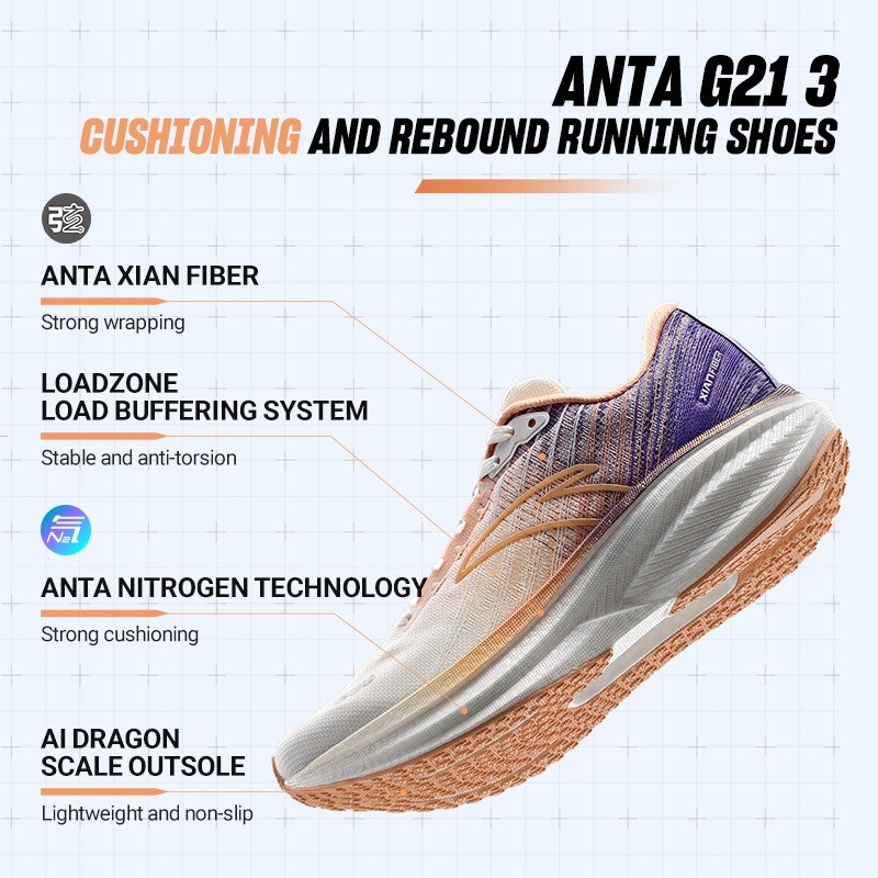 ANTA G21 3 Sepatu Lari Wanita Sepatu Olahraga Wanita Sepatu Sneakers 1224C5562
