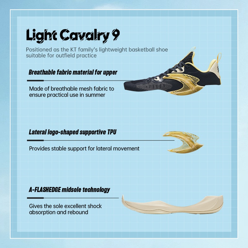 ANTA KT Light Cavalry 9 Sepatu Basket Pria Sports Sneakers Men Basketball Shoes 1124E1610