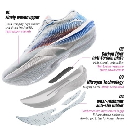 ANTA C202 5 Lite Sepatu Lari Pria untuk Pelari Maraton dengan Pelat Karbon 112455564
