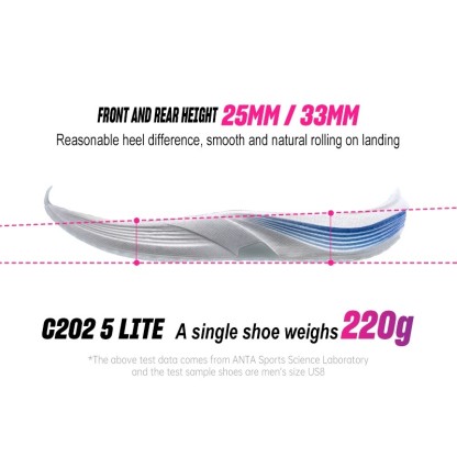 ANTA C202 5 Lite Sepatu Lari Pria untuk Pelari Maraton dengan Pelat Karbon 112455564