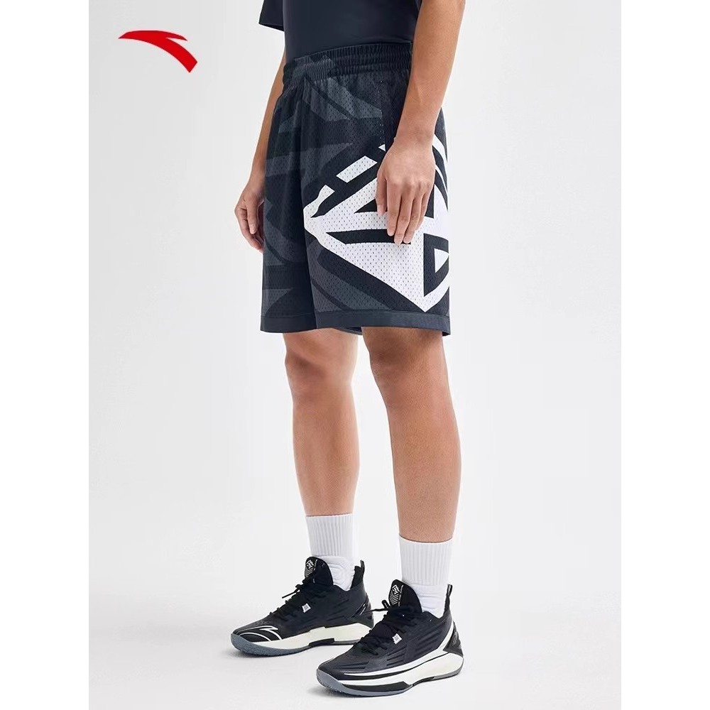 ANTA Celana Pendek Basket Pria Celana Pendek Olahraga Pria Hitam Rajut, Cepat Kering 852331301