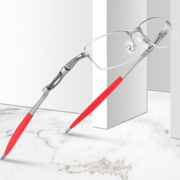 スプリングヒンジ付きセミリムレス調光レンズ搭載 多焦点老眼鏡