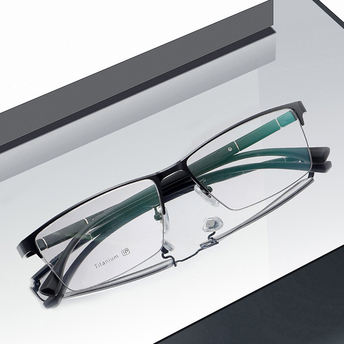 HALF-FRAME TITANIUM ALLOY BUSINESS ANTI-BLUE LIGHT READING GLASSES