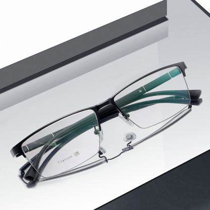 HALF-FRAME TITANIUM ALLOY BUSINESS ANTI-BLUE LIGHT READING GLASSES