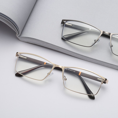 HALF-FRAME LIGHTWEIGHT METAL BLUE LIGHT BLOCKING READING GLASSES