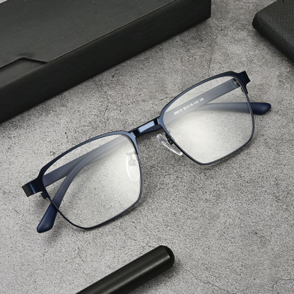BUSINESS FULL FRAME SQUARE METAL ANTI-BLUE LIGHT READING GLASSES