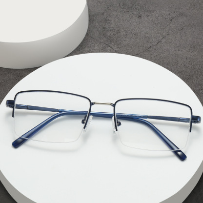 SIMPLE SQUARE FRAME METAL ANTI-BLUE LIGHT READING GLASSES