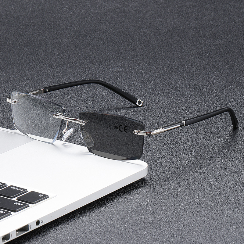 FRAMELESS BUSINESS PROGRESSIVE MULTIFOCAL PHOTOCHROMIC READING GLASSES
