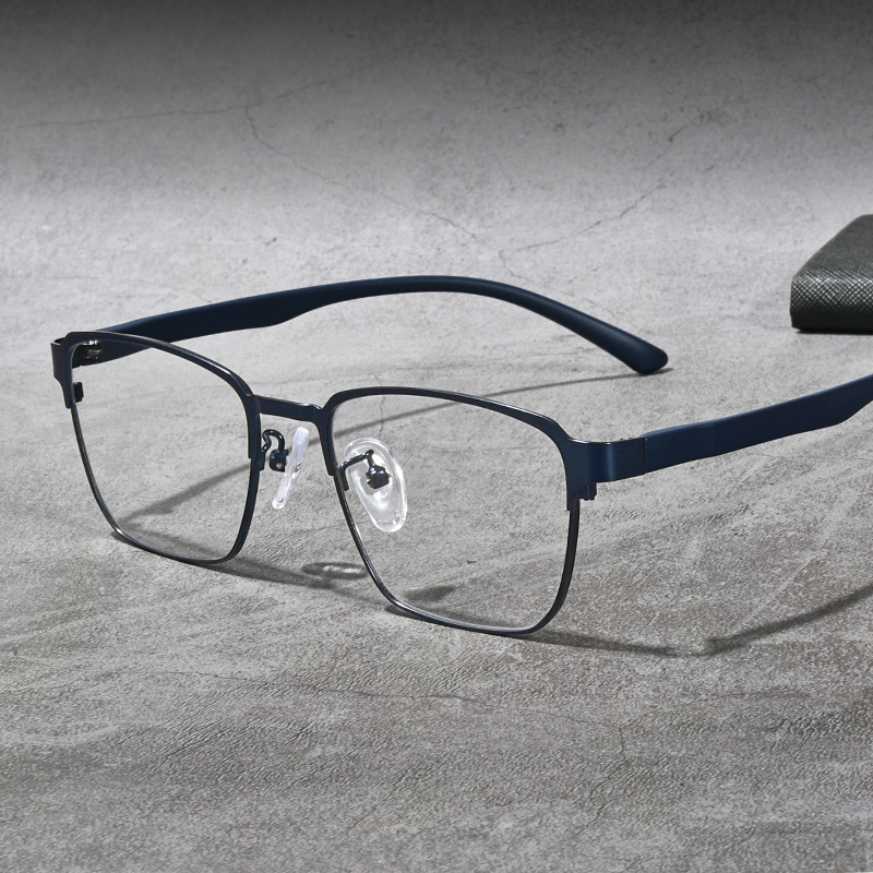 BUSINESS FULL FRAME SQUARE METAL ANTI-BLUE LIGHT READING GLASSES