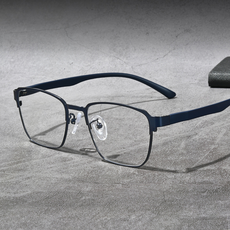 BUSINESS FULL FRAME SQUARE METAL ANTI-BLUE LIGHT READING GLASSES