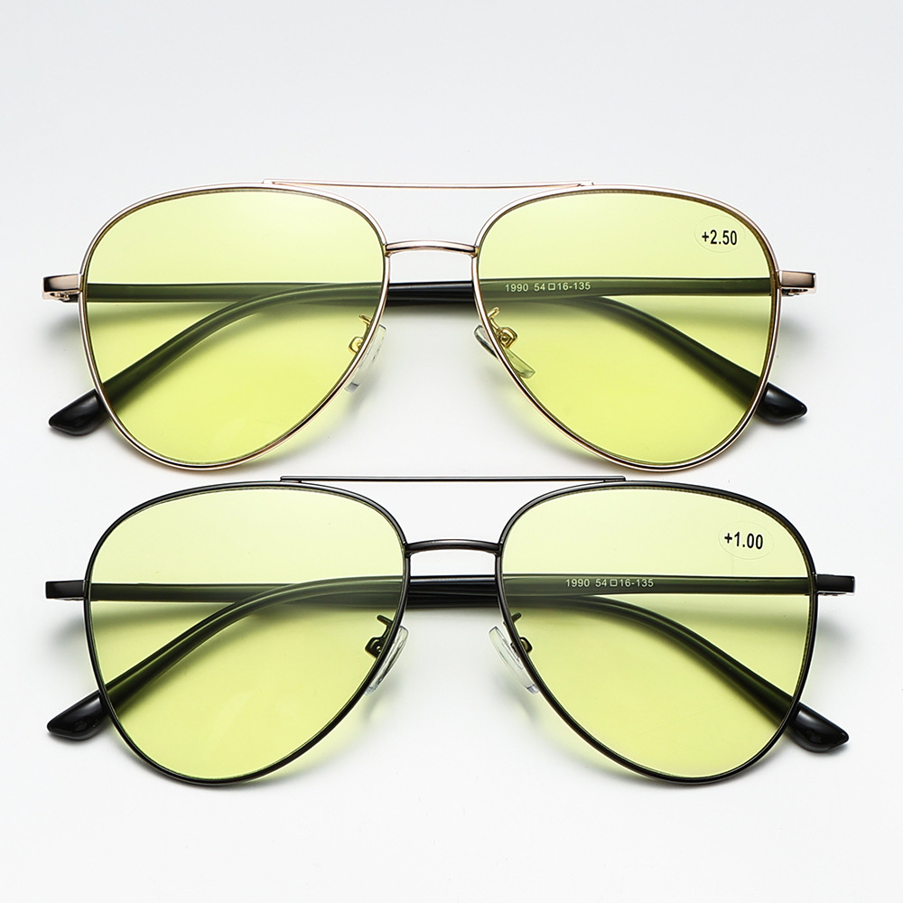 LARGE FRAME METAL NIGHT VISION COLOR CHANGING MULTI-FOCAL READING GLASSES