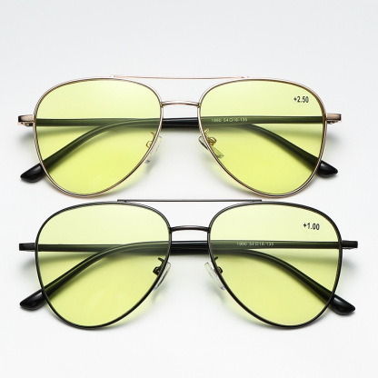 LARGE FRAME METAL NIGHT VISION COLOR CHANGING MULTI-FOCAL READING GLASSES