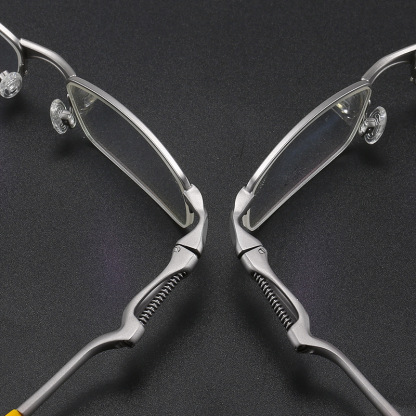 スプリングヒンジ付きセミリムレス調光レンズ搭載 多焦点老眼鏡