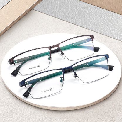 HALF-FRAME TITANIUM ALLOY BUSINESS ANTI-BLUE LIGHT READING GLASSES