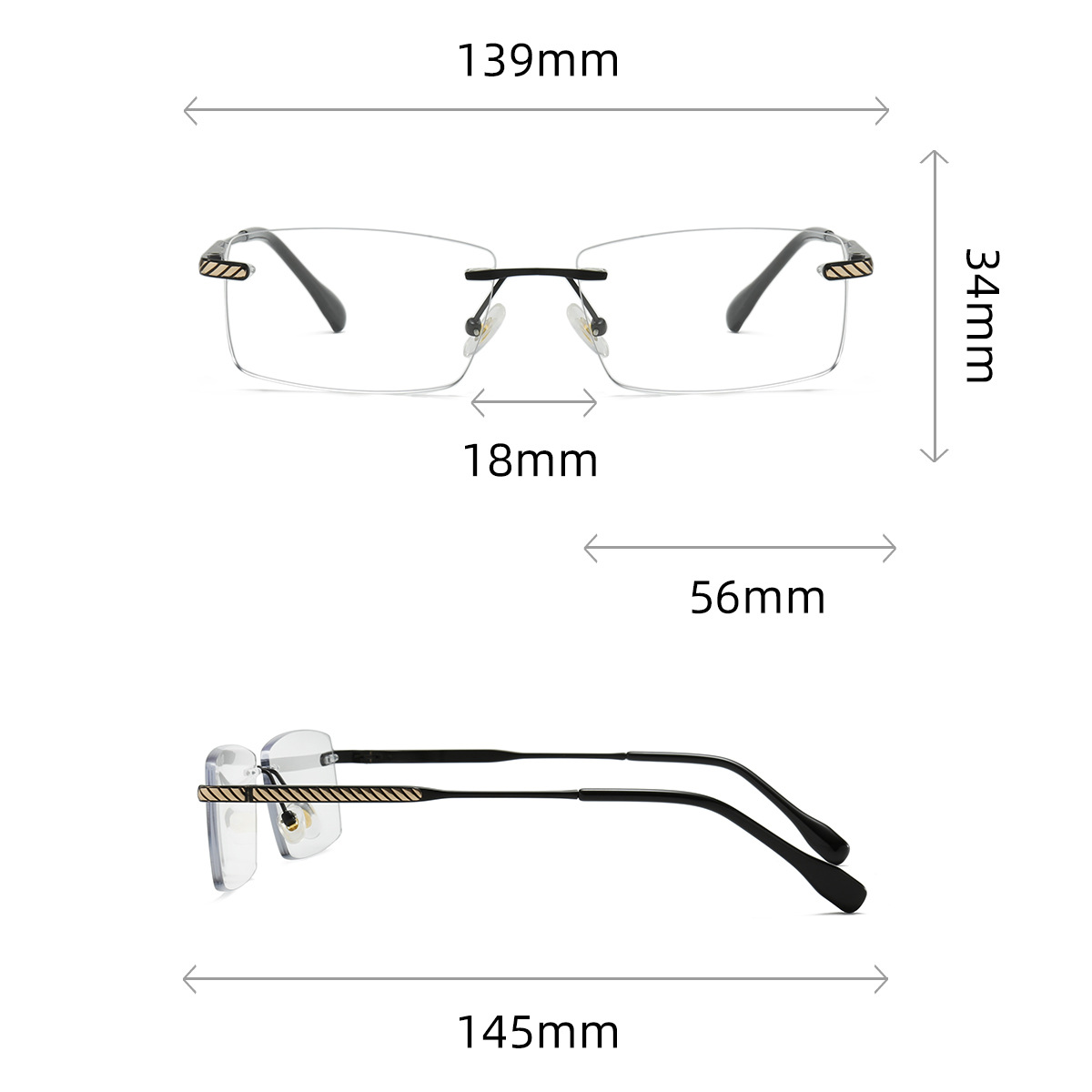 METAL SPRING FRAMELESS BLUE LIGHT BLOCKING READING GLASSES