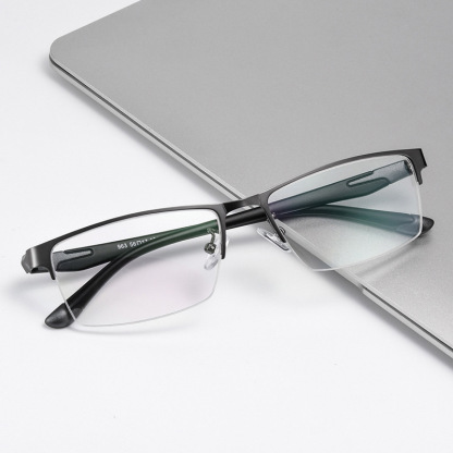 メタル製 超軽量 ハーフフレーム 調光 多焦点メガネ
