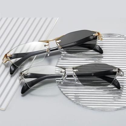 RETRO FRAMELESS METAL COLOR CHANGING READING GLASSES