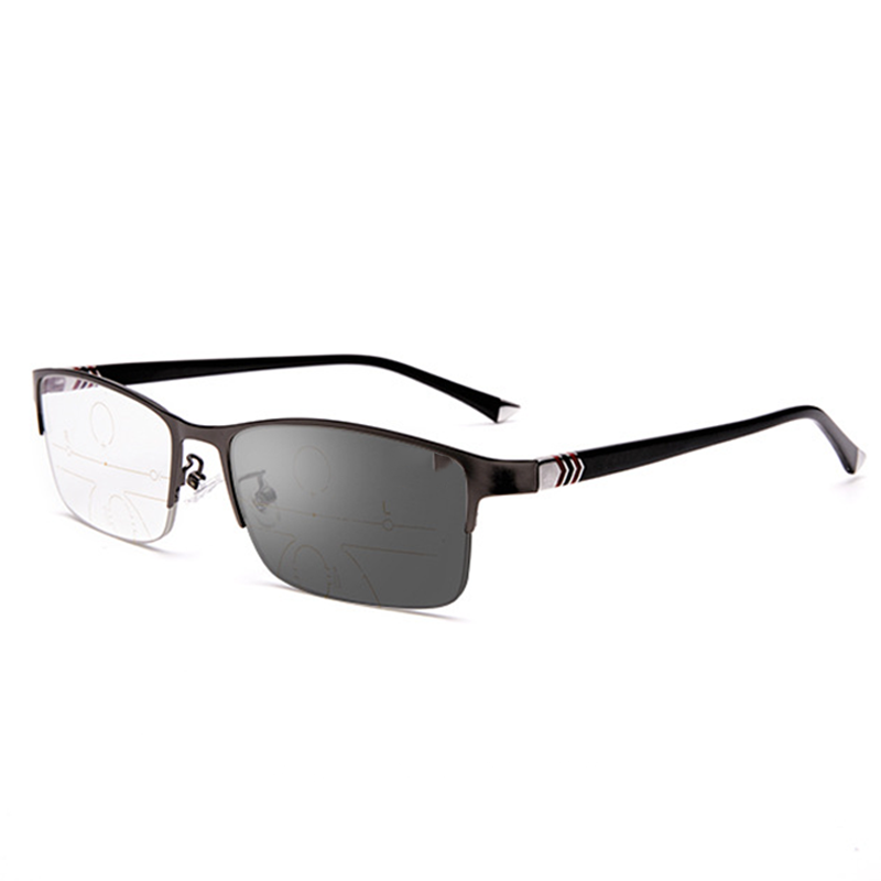 FASHION BUSINESS HALF FRAME ALUMINUM MULTI-FOCAL READING GLASSES